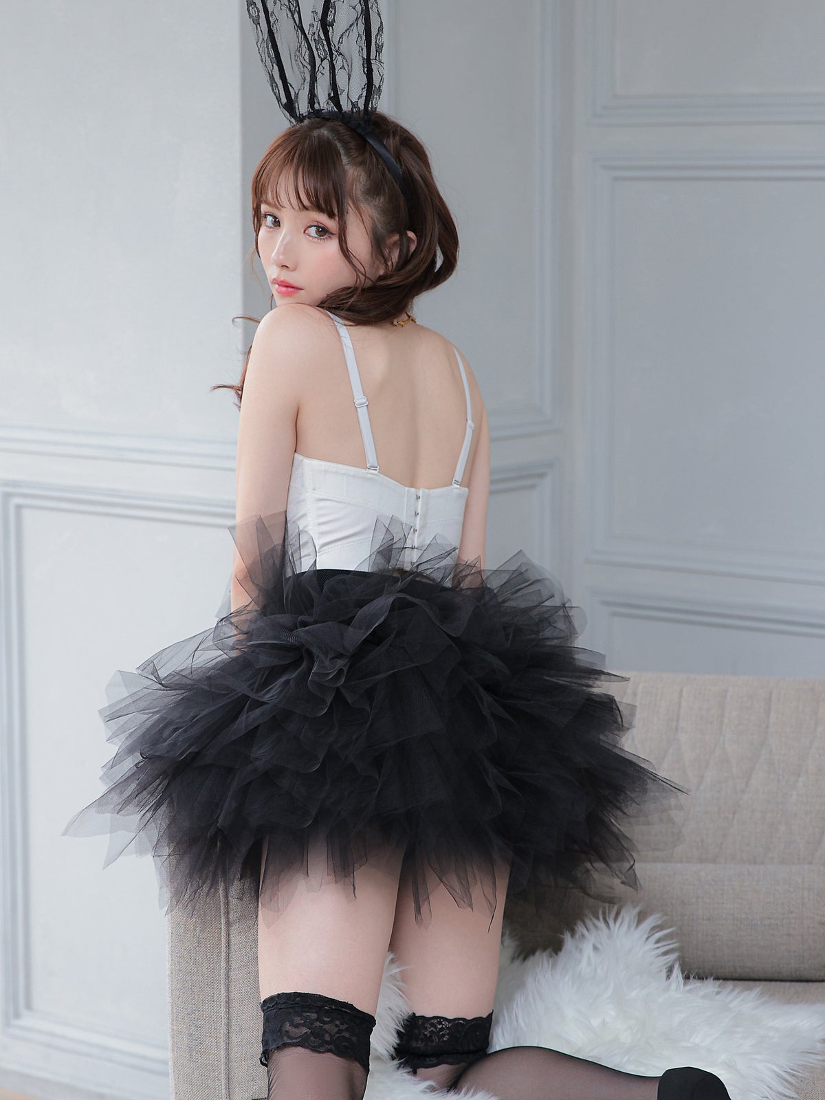 【3点セット】WHITE×BLACK BUNNY ホワイト×ブラックバニー パールビスチェ vcscd-0004-2b
