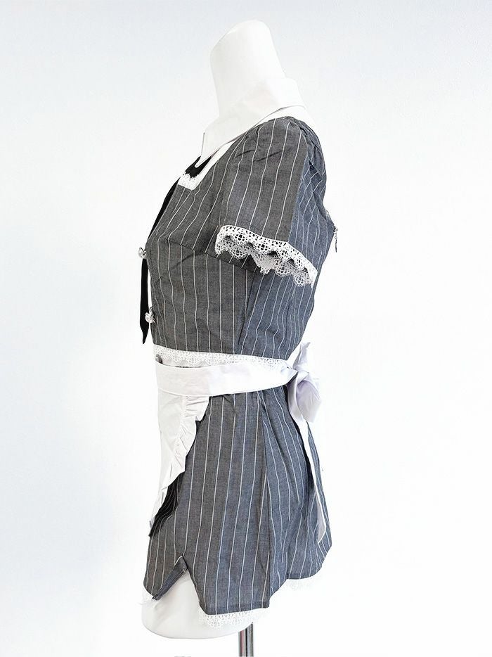 【6点セット】STRIPE Maid ストライプメイド [グレー] vcsot-220563-2-se