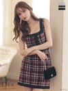 【8月下旬入荷予定】DEA. ツイード×ボタンミニセットアップドレス de3213-c