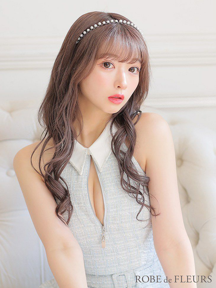 ROBE de FLEURS ローブドフルール 襟付きホルタージッパーツイード
