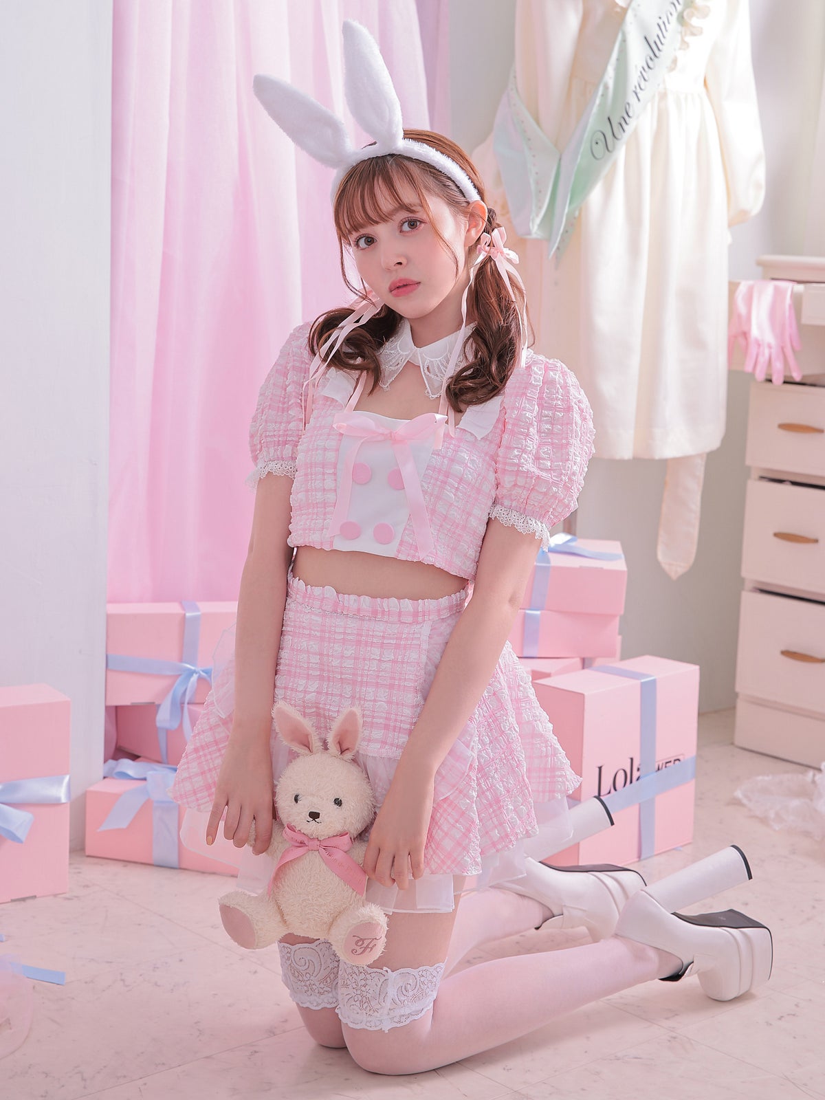  【3点セット】Cheeky Pastel Bunny ピンク vcsbn-10216bu-3