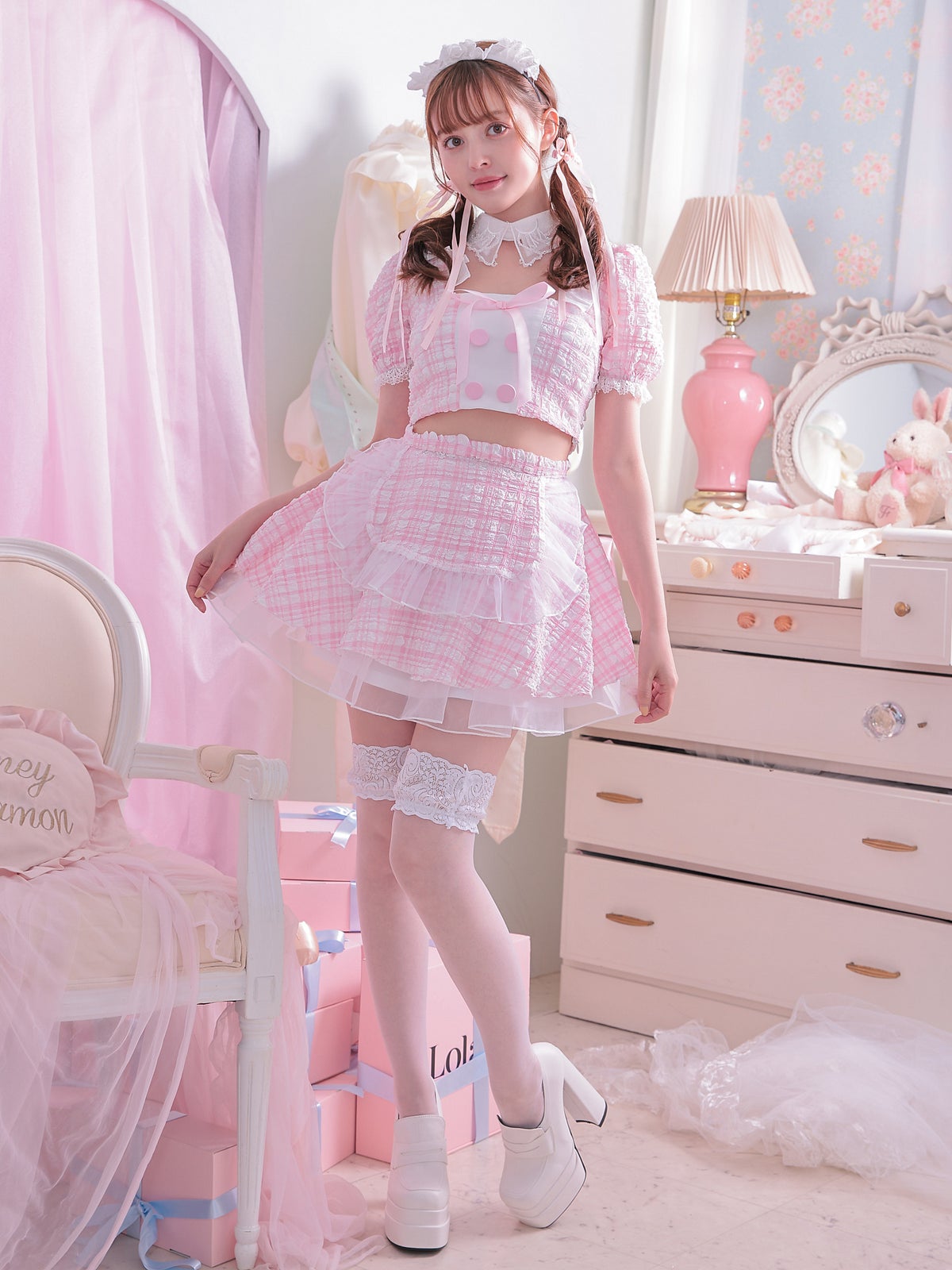 【3点セット】Cheeky Pastel Maid ピンク vcsot-10216md-3