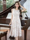 ERUKEI エルケイ ホワイト 総レース・フラワーレース・ノースリーブ・Aライン・ミディアムドレス・ワンピース ek-c22099-1