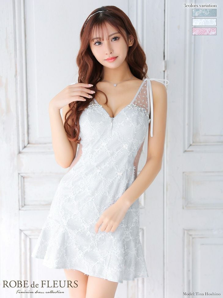 ROBE de FLEURS ローブドフルール グリッター×立体レースフロント