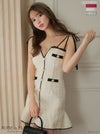 ROBE de FLEURS ローブドフルール ツイードｘボタンクラシカルドレス fm2971