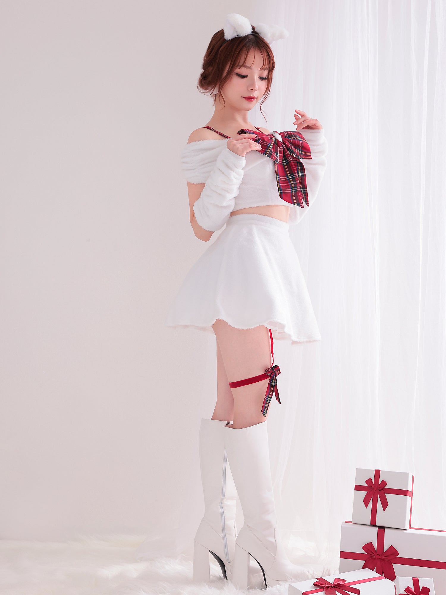 【期間限定SALE】【4点セット】オフショル白猫 vcsot-230537-1a