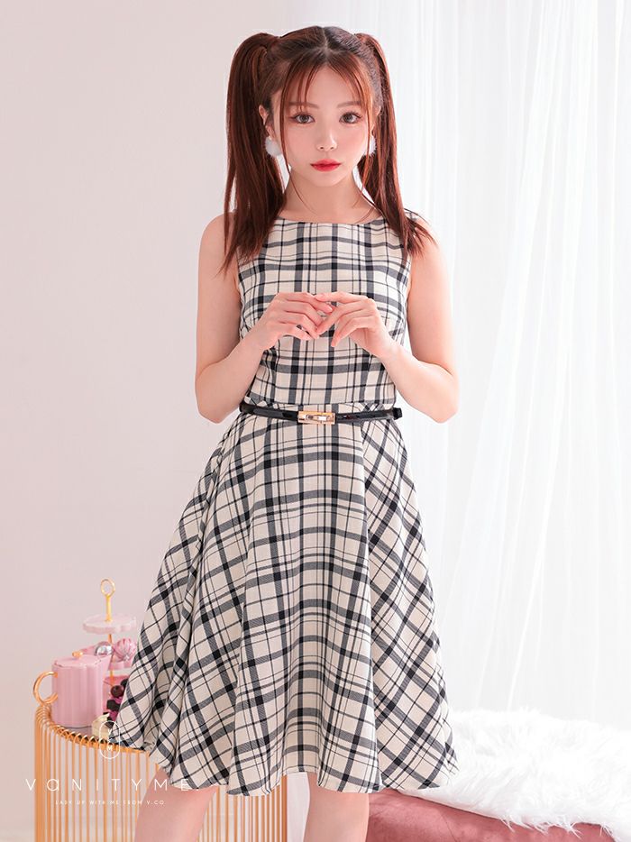 vanityME.onep 赤チェックワンピース ドレス レッド vim-230969-1a