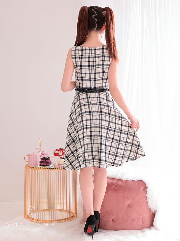 vanityME.onep 黒チェック ワンピース ドレス ブラック vim-230969-2a