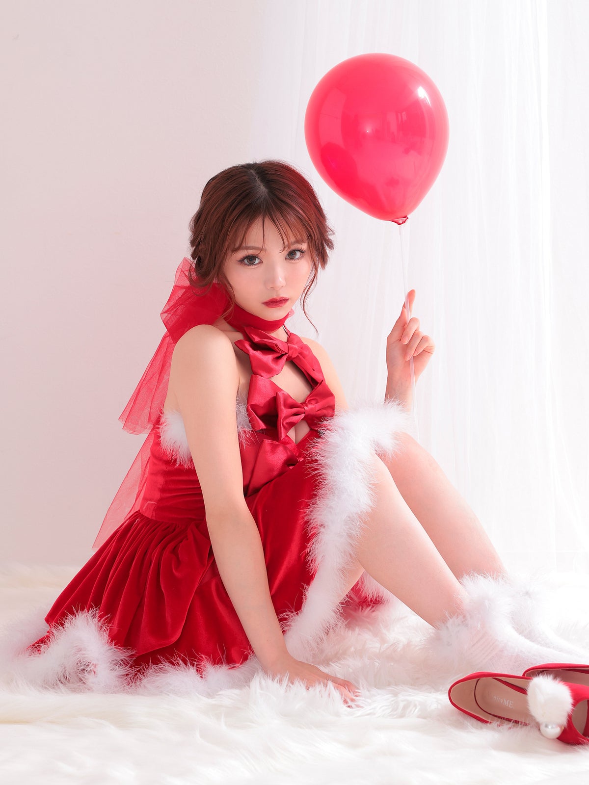 【サンタセール特別価格】【3点セット】リボン サンタ ワンピ [みゆちゃん着用] vcsst-230953-my