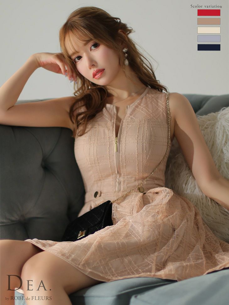 ROBE de FLEURS ローブドフルール ハートボタンキュートネスミニドレス