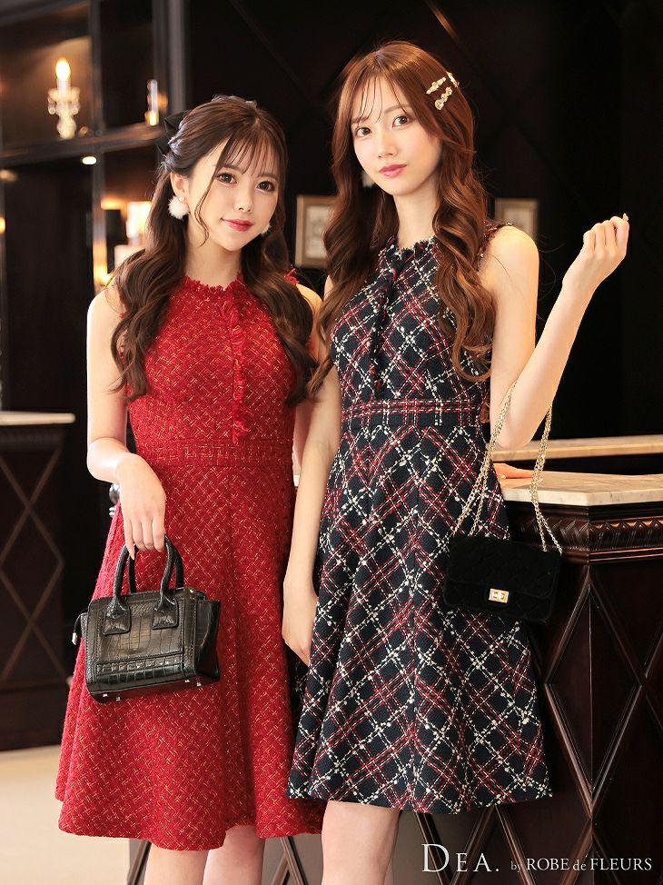 vanityME. × ROBE de FLEURS コラボ ドレス ネイビー Romantic Holiday Dress [あすかちゃん着用] de2546a-5-as