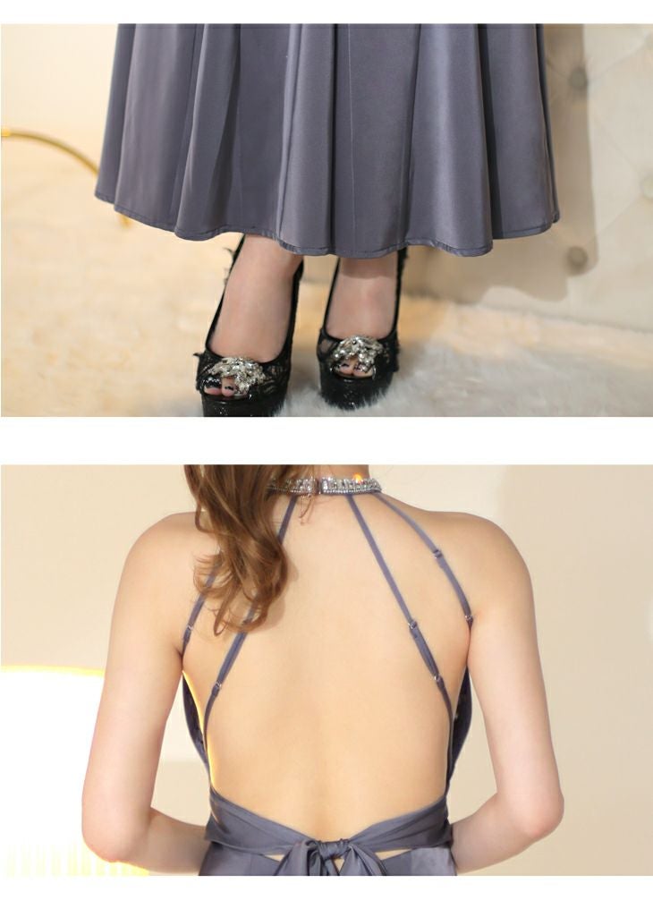 DEA. ディア バイ ローブドフルール ホルタービジューサテンロングドレス de3505-c