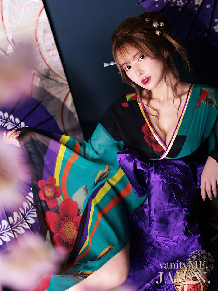 花魁 コスチューム 遊女 花魁 緑 和柄 本格和装 着物 花魁ドレス vcsot