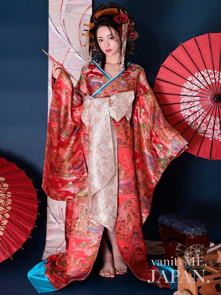 花魁 大奥 花魁コスチューム 赤 和柄 本格和装 着物 花魁ドレス vcsot-231019