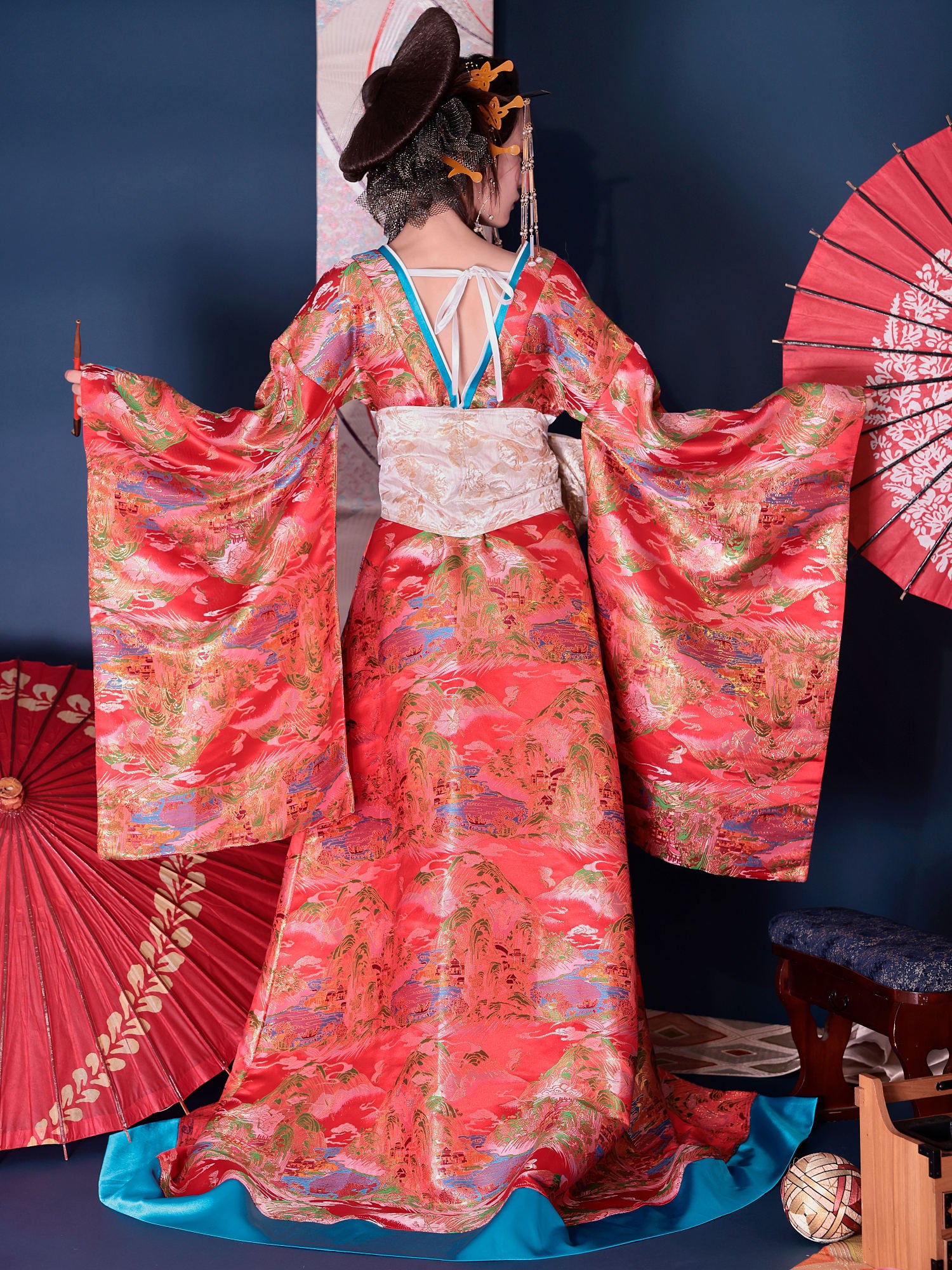 花魁 大奥 花魁コスチューム 赤 和柄 本格和装 着物 花魁ドレス vcsot-231019