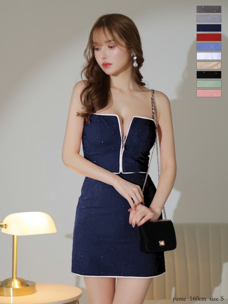 Glossy ローブドフルールグロッシー スタッズ×キルティングセットアップキャミドレス gl2896-c