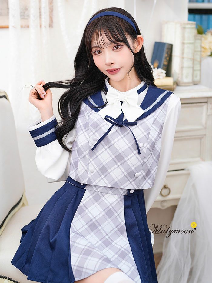 【公式完売品】Malymoon マリン セーラー服 5点セット】Malymoon マリームーン クラシカルダブルリボンセーラー