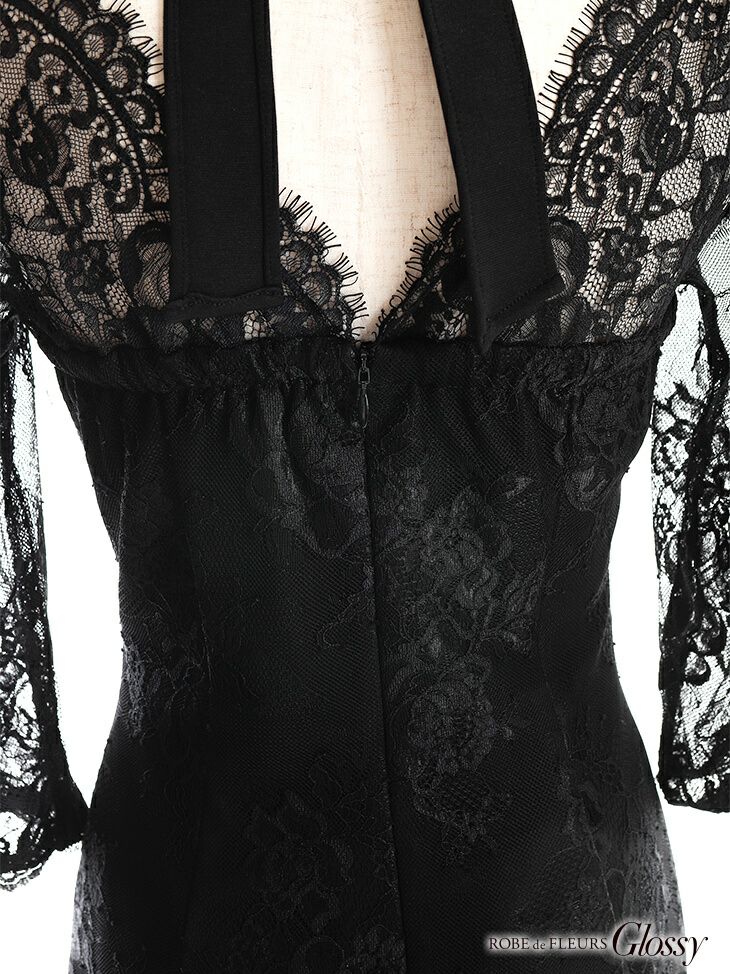 ROBE de FLEURS Glossy ホルターネック×レース　キャバドレス ROBE de FLEURS SALE】Glossy ローブドフルールグロッシー