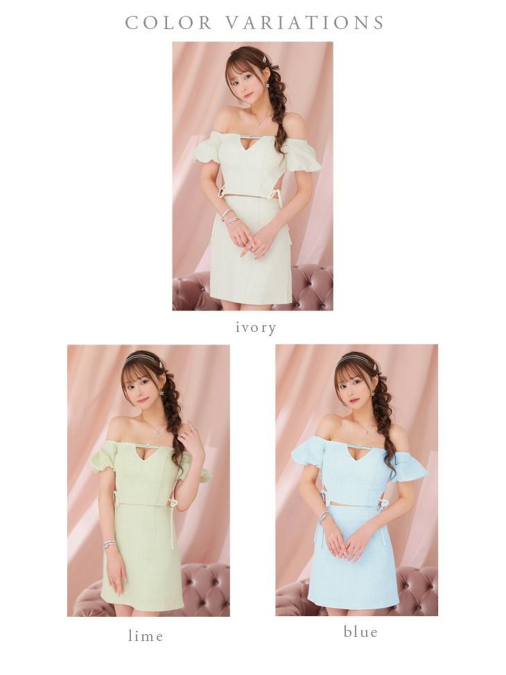 ROBE de FLEURS ローブドフルール ウエストリボン×パフスリーブキャバドレス fm3521-c