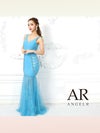 AngelR エンジェルアール フラワーレースサイドレースアップデザインノースリーブマーメイドロングドレス ブルー ar9218-1-ks
