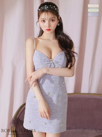 ROBE de FLEURS ローブドフルール ニットツイードリボンビジューミニキャバドレス fm3515-c