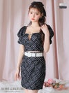 ROBE de FLEURS ローブドフルール ベルトデザインパフスリーブドットセットアップミニキャバドレス fm3703-c