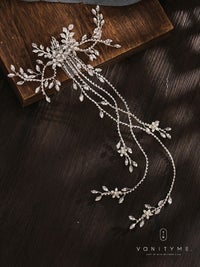  vanityME.couture. フラワービジュー ロングラインストーンチェーン ヘッドドレス [ ゴールド/シルバー ] vcsit-2440