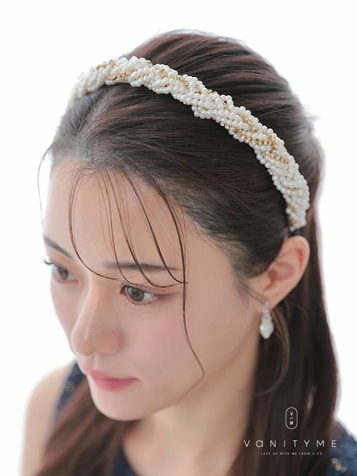 パール&ゴールドチェーンカチューシャ