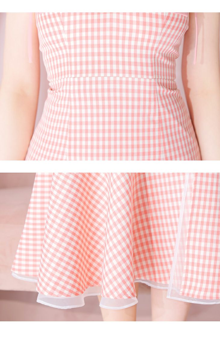 ROBE de FLEURS ローブドフルール ピンク ショルダーリボンギンガム
