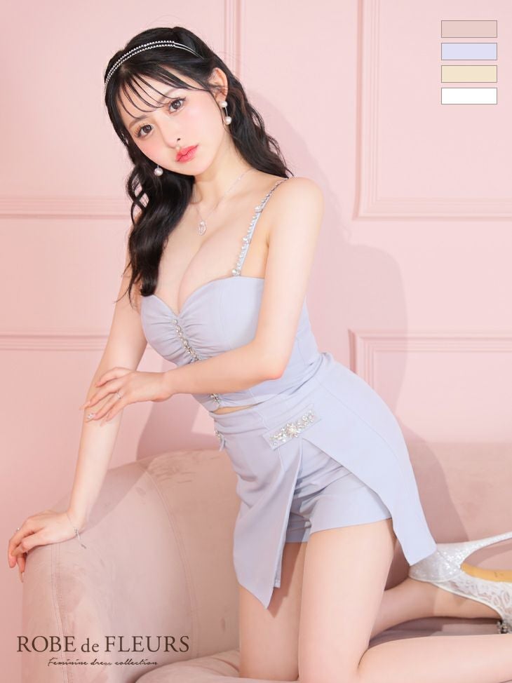 ROBE de FLEURS ローブドフルール バストビジューギャザーリッチミニ