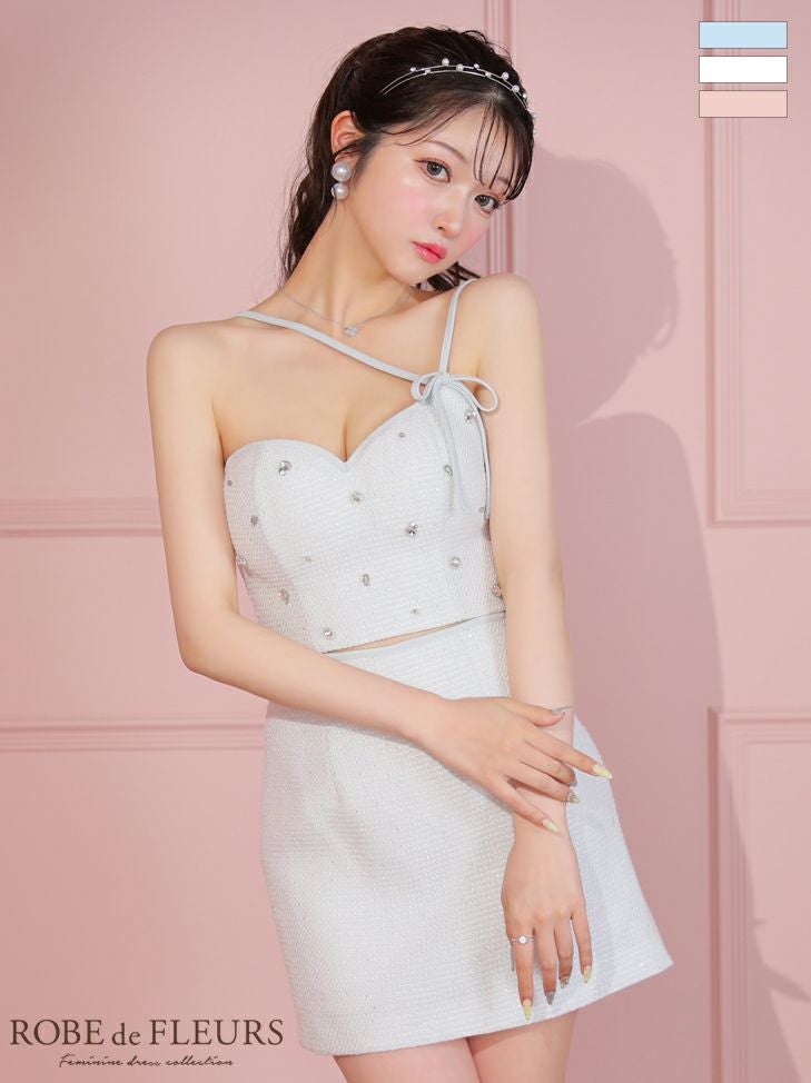 ROBE de FLEURS ローブドフルール サイドポイントリボンビジュー