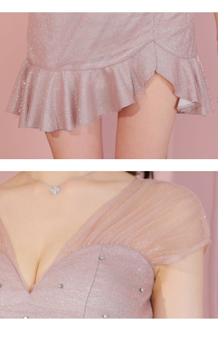 ROBE de FLEURS ローブドフルール フェアリーショルダーチュールセットアップフリルミニキャバドレス fm3340-c