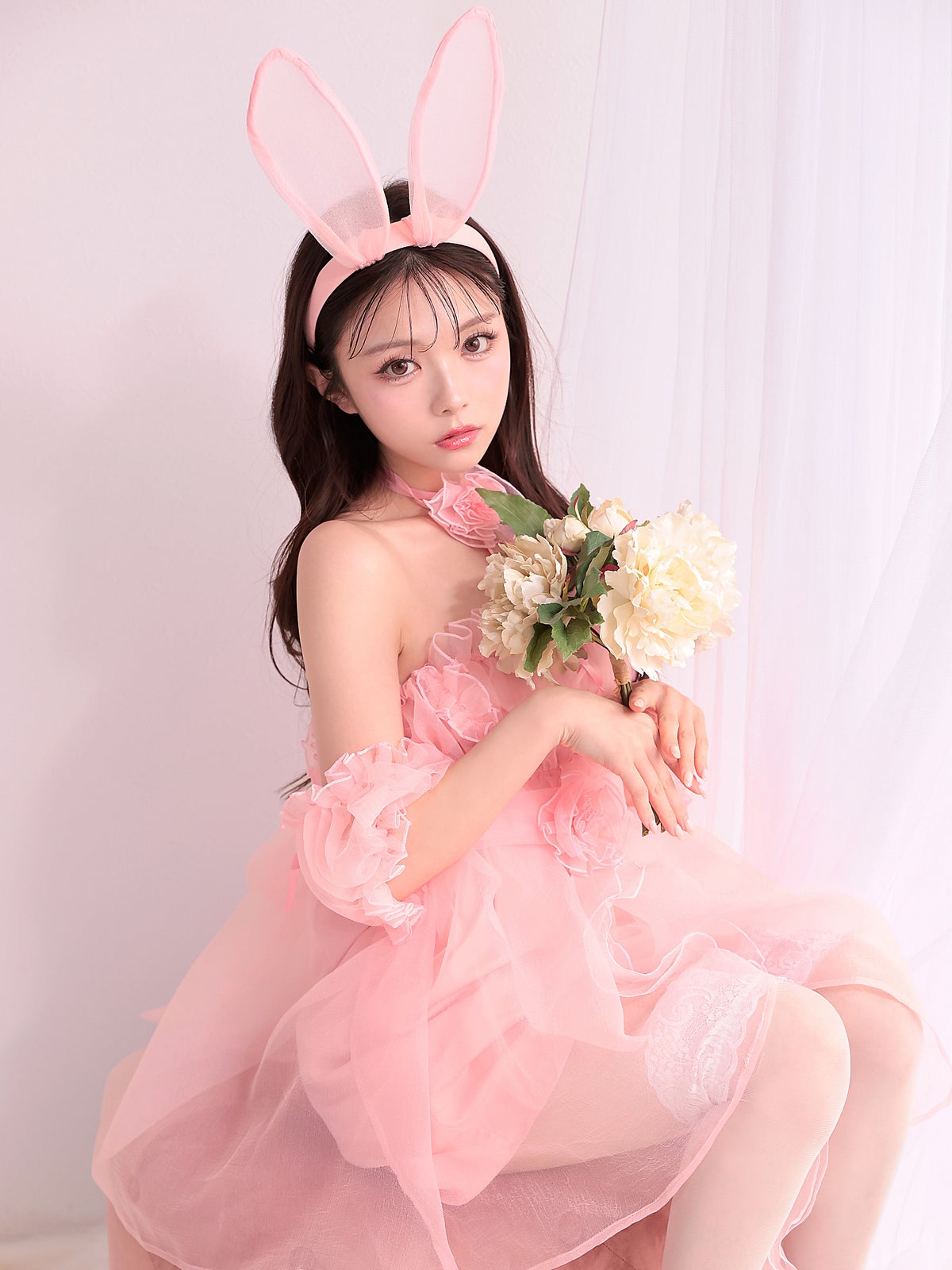 【6点セット】Flower Tulle BUNNY フラワーチュールバニー[ピンク] vcsbn-23341-3