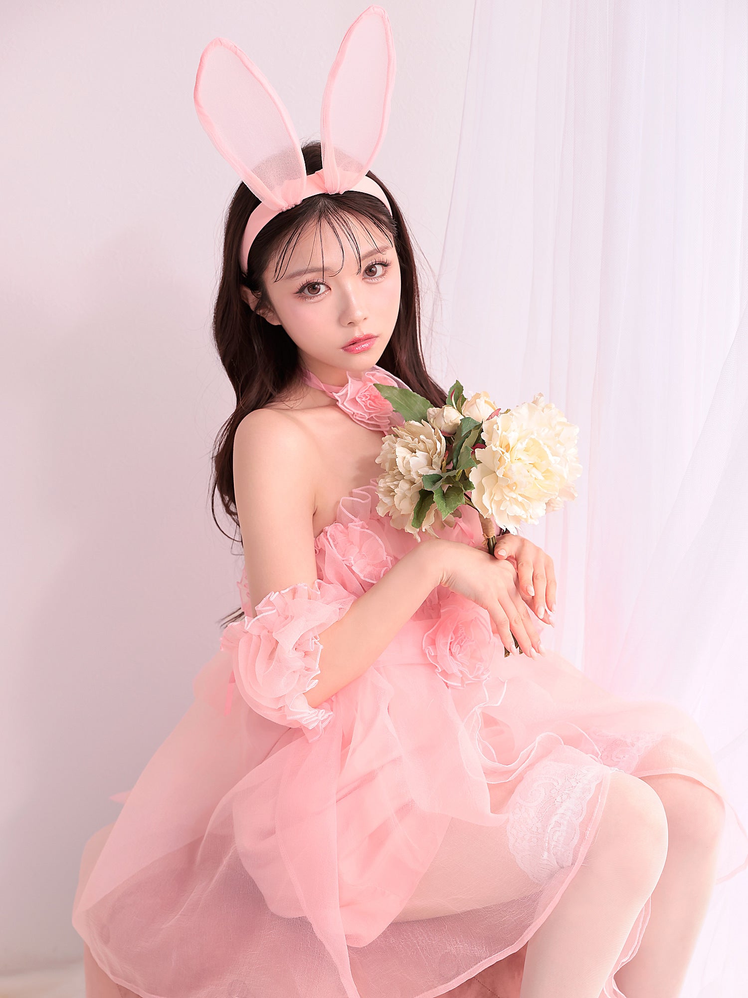 【6点セット】Flower Tulle BUNNY フラワーチュールバニー[ピンク] vcsbn-23341-3