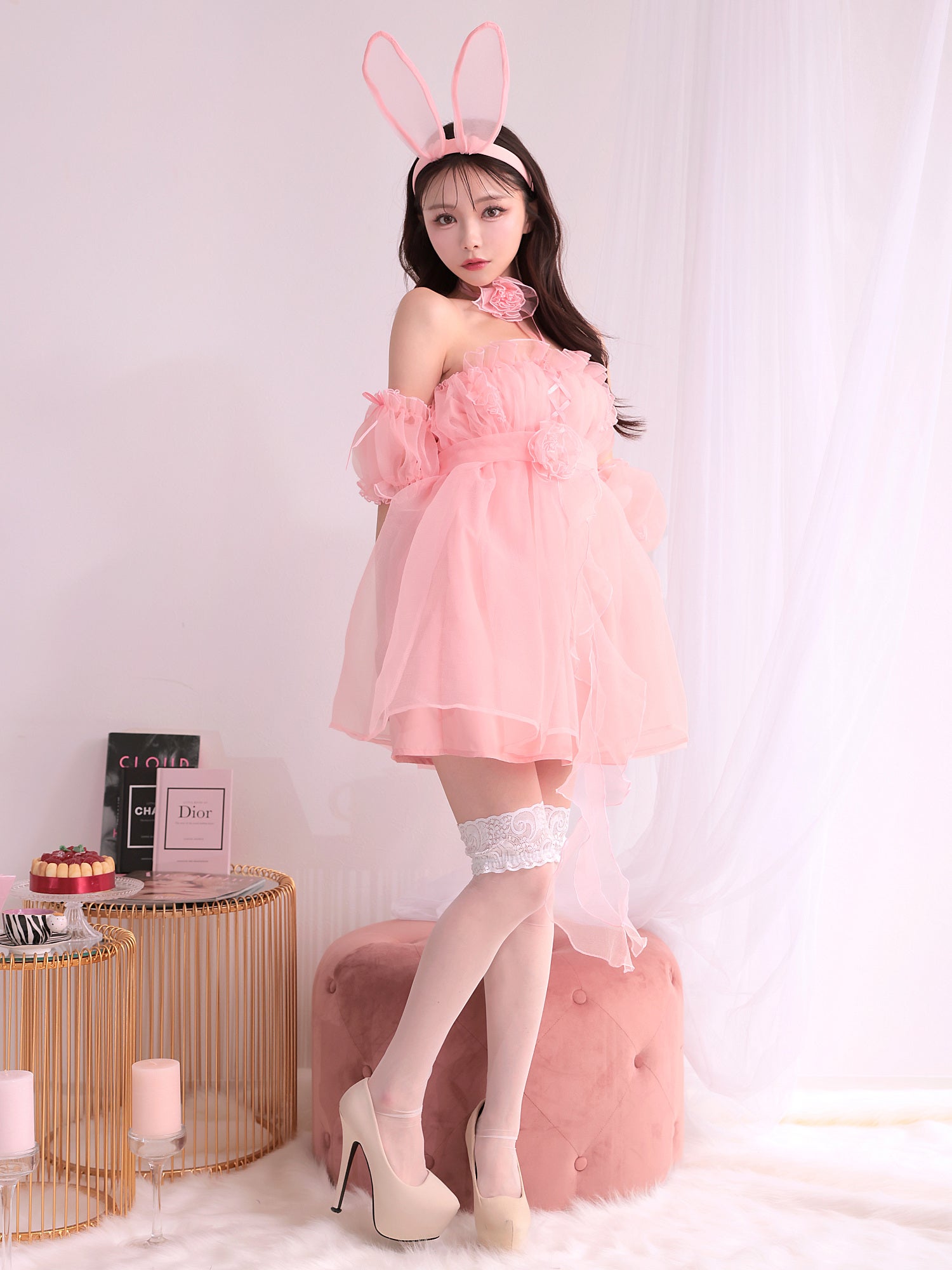 【6点セット】Flower Tulle BUNNY フラワーチュールバニー[ピンク] vcsbn-23341-3