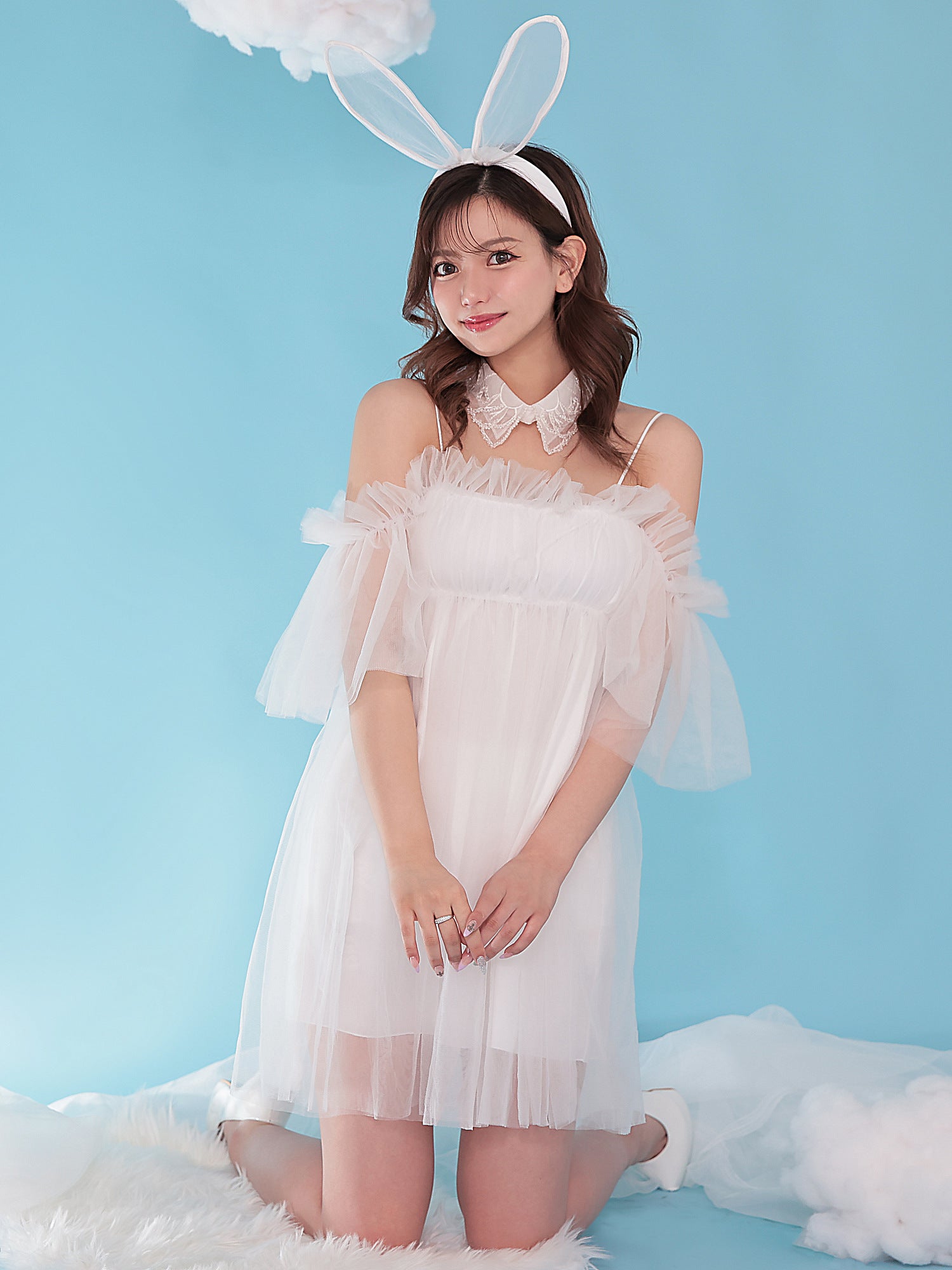 【2点セット】Tulle Dress BUNNY チュールドレスバニー ホワイト [じゅりちゃん着用] vcsbn-23340-2
