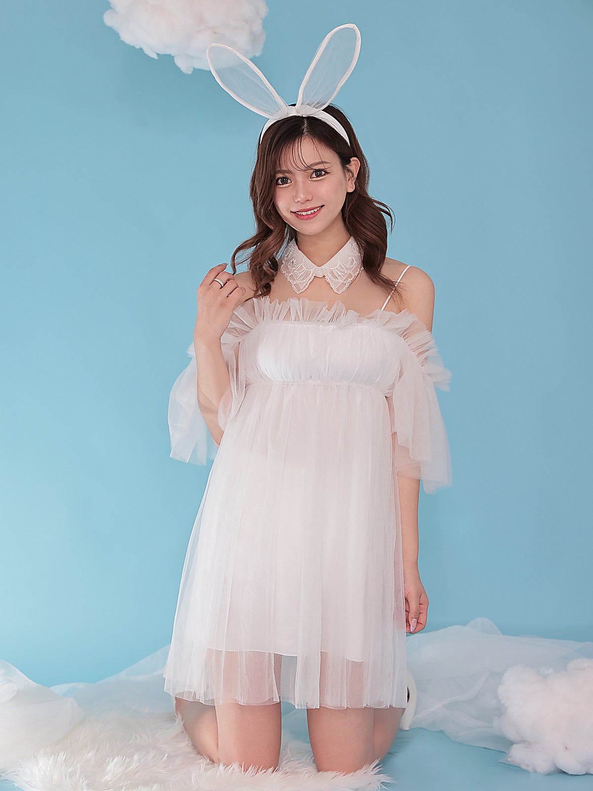 【2点セット】Tulle Dress BUNNY チュールドレスバニー ホワイト [じゅりちゃん着用] vcsbn-23340-2