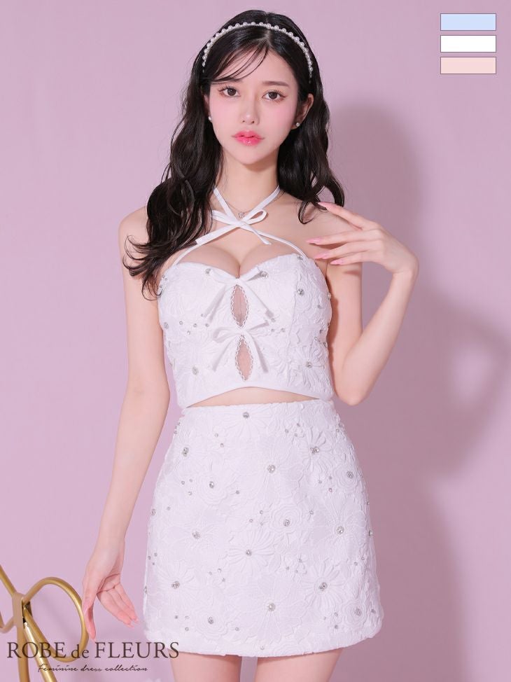 ROBE de FLEURS ローブドフルール トリプルリボンホルターネック