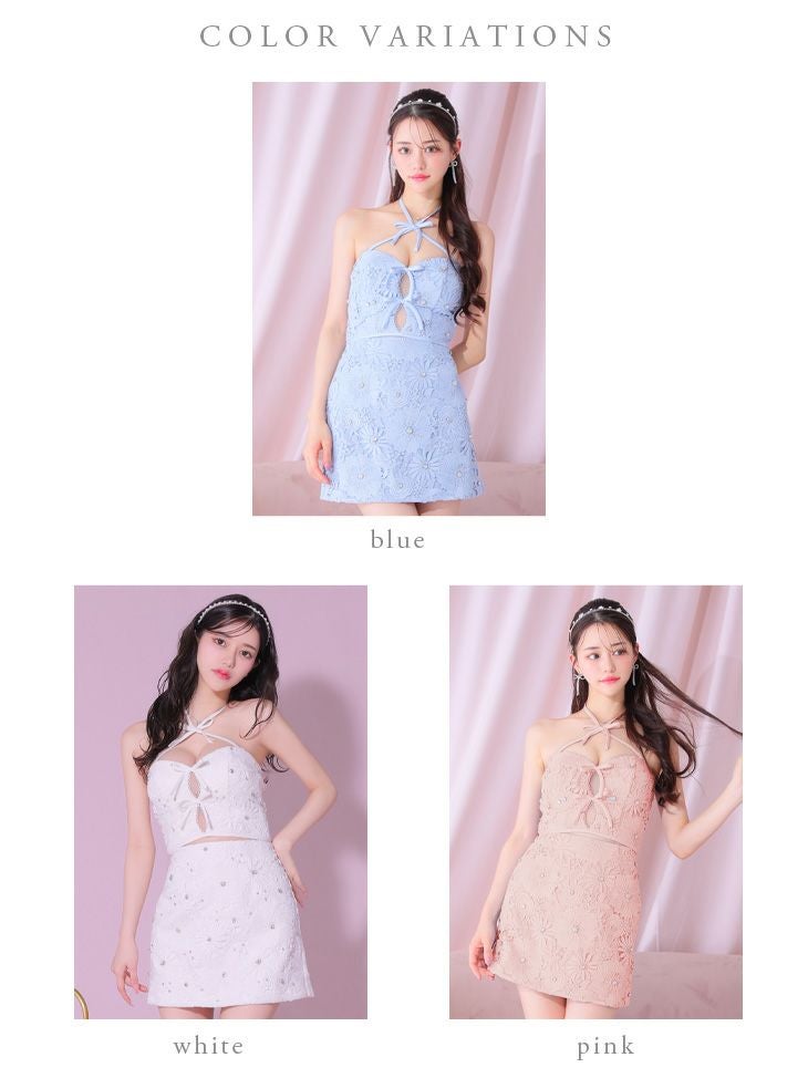 ROBE de FLEURS ローブドフルール トリプルリボンホルターネック