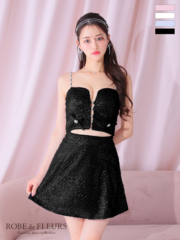 ROBE de FLEURS ローブドフルール サイドミニリボンスパンコールグロウ