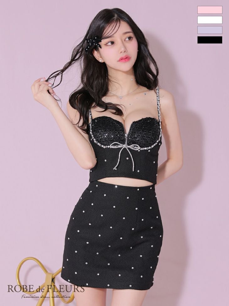 ROBE de FLEURS ローブドフルール ビジューリボンラインスパーク