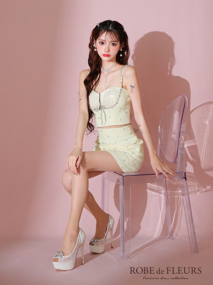 ROBE de FLEURS ローブドフルール ビジューリボンラインスパーク