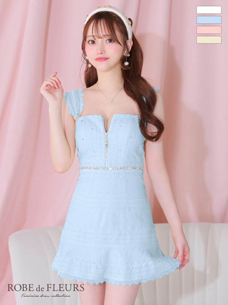 ROBE de FLEURS ドレス 水色 ROBE - ROBE de FLEURS ローブドフルール