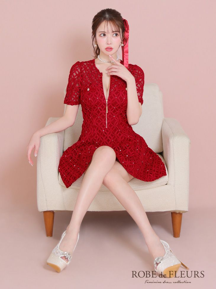 ROBE de FLEURS ローブドフルール シースルーレースビジューバスト