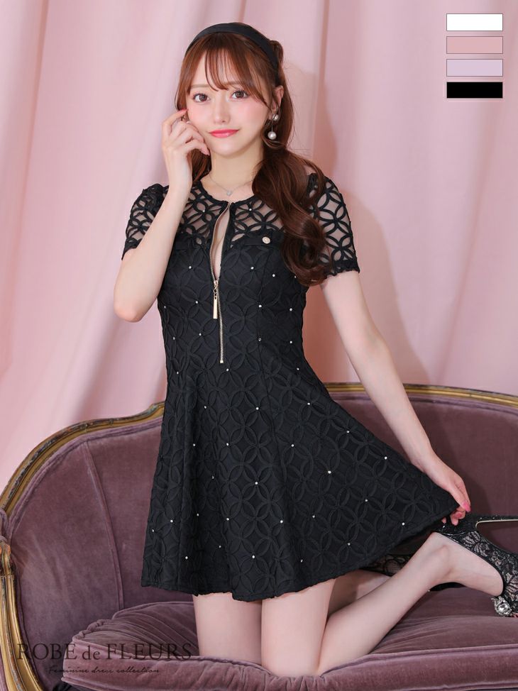 ROBE de FLEURS ローブドフルール シースルーレースビジューバスト