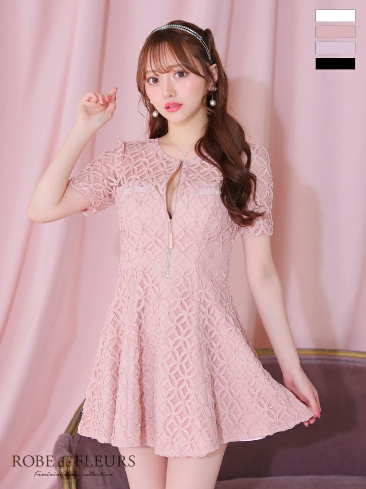 ROBE de FLEURS ローブドフルール シースルーレースビジューバスト