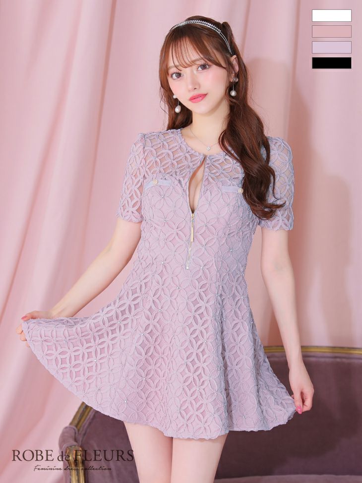 ROBE de FLEURS ローブドフルール シースルーレースビジューバスト