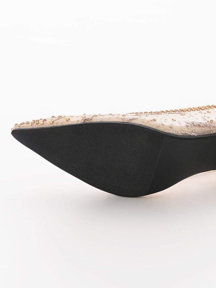 haremode ビジュー チュール パンプス ブラック・ゴールド・シルバー vsh-am-3422