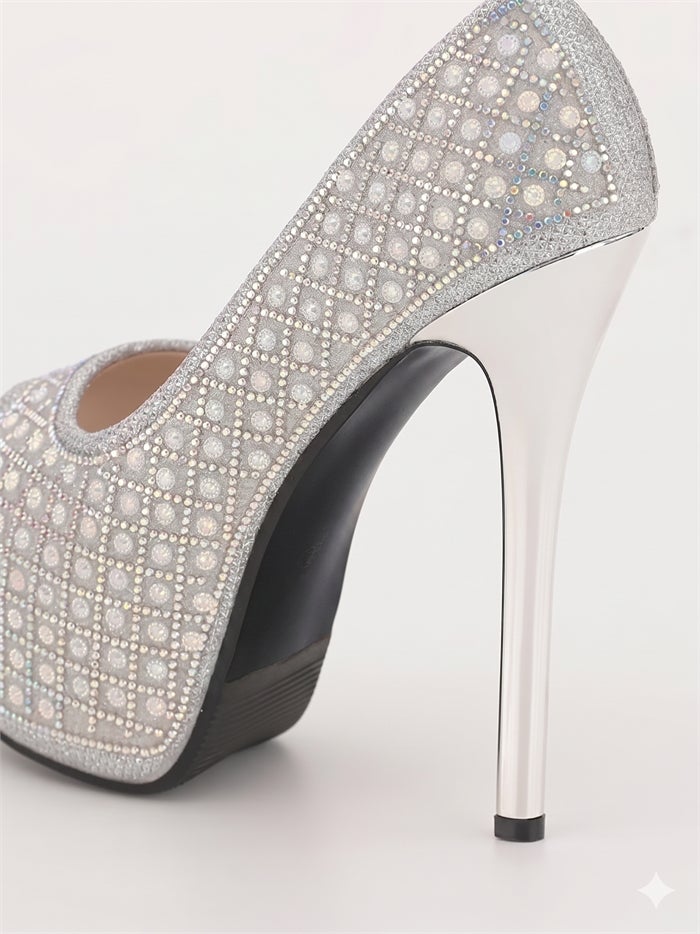 BENEDETTA ビジュー ラインストーン グリッター パンプス シルバー・ブラック vsh-am-4011