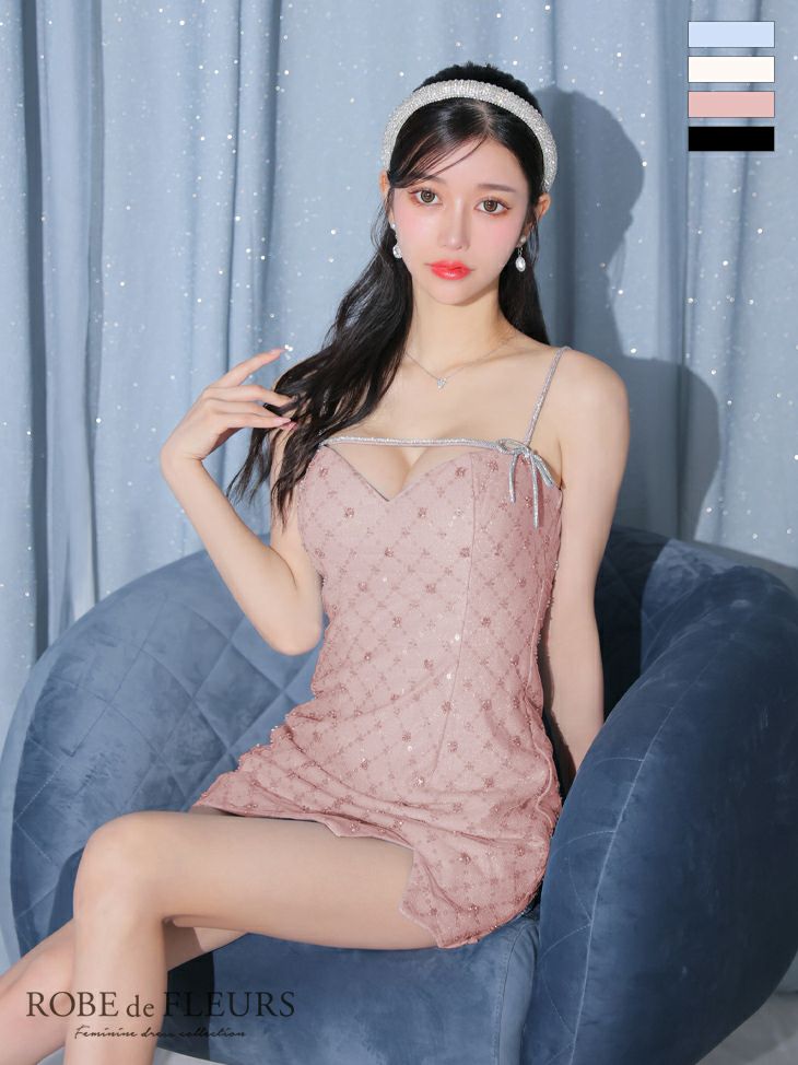 ROBE de FLEURS ローブドフルール ビジューリボンハートカット